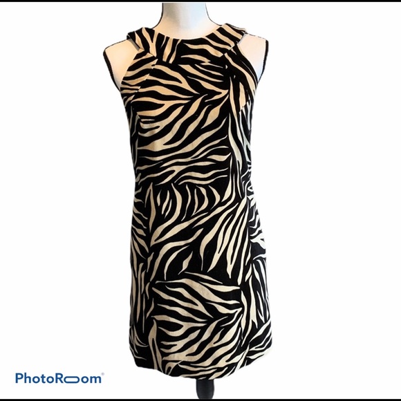 Milly of New York Dresses & Skirts - Milly New York Zebra Print Velvet Sleeveless Sheath Dress Bow Detail Women’s 4